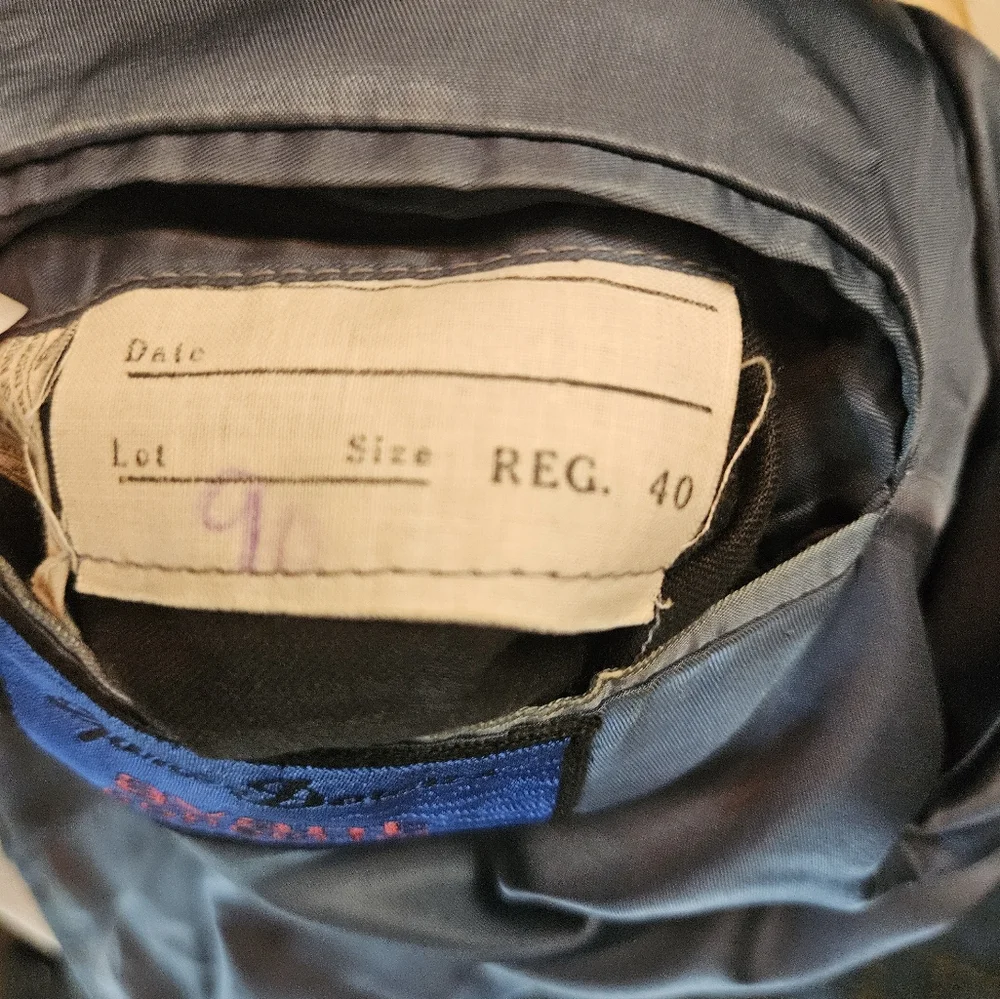 Vintage 90s Blue Wool Windowpane Blazer 40R Gano Downs‎ Avant Wool Academia